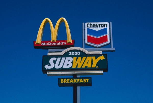Triple sign (McDonalds, Subway and Chevron gasoline), Meridian, Idaho